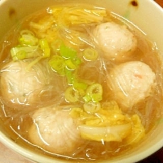 お鍋の翌日は…鶏団子と春雨のスープ